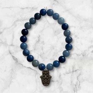 Sininen aventuriini Hamsa 19.5cm rannekoru