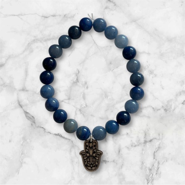 Sininen aventuriini Hamsa 19.5cm rannekoru