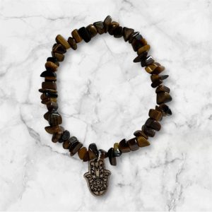 Tiikerinsilmä hamsa rannekoru 21cm